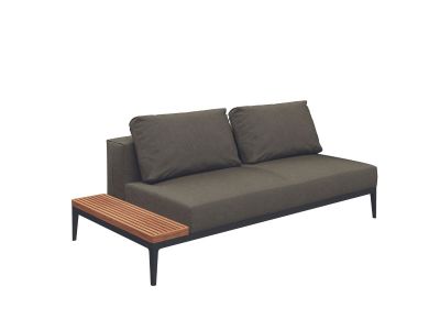 Grid Lounge Element mit Teakablage links/rechts