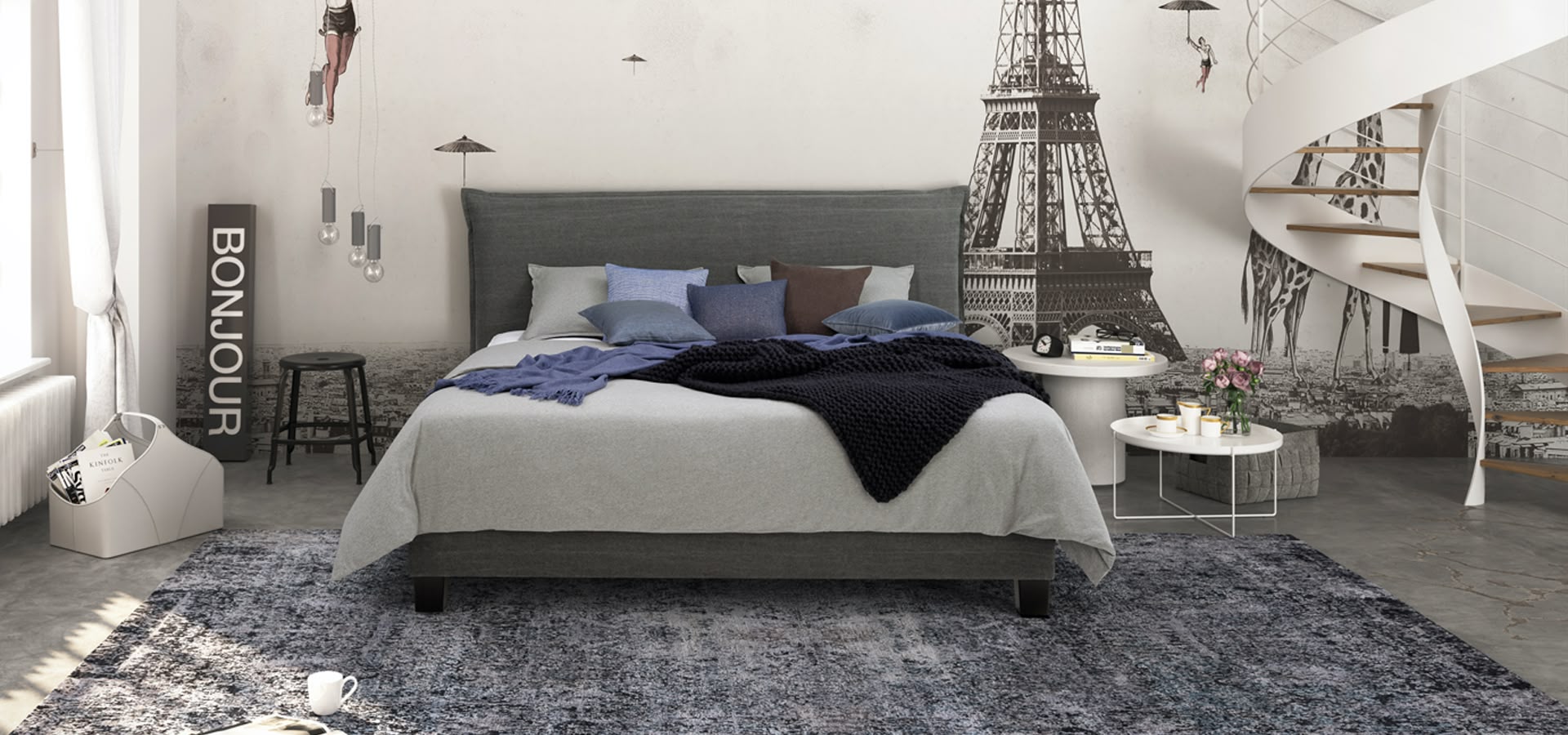 Boxspring Polsterbett 24seven Kopfteil Smart von Tréca Paris