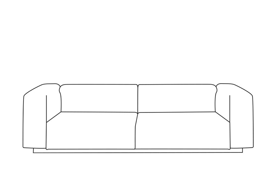 Piktogramm eines modernen Sofas mit klaren Konturen. Symbol für Lounge- oder Wartebereich.
